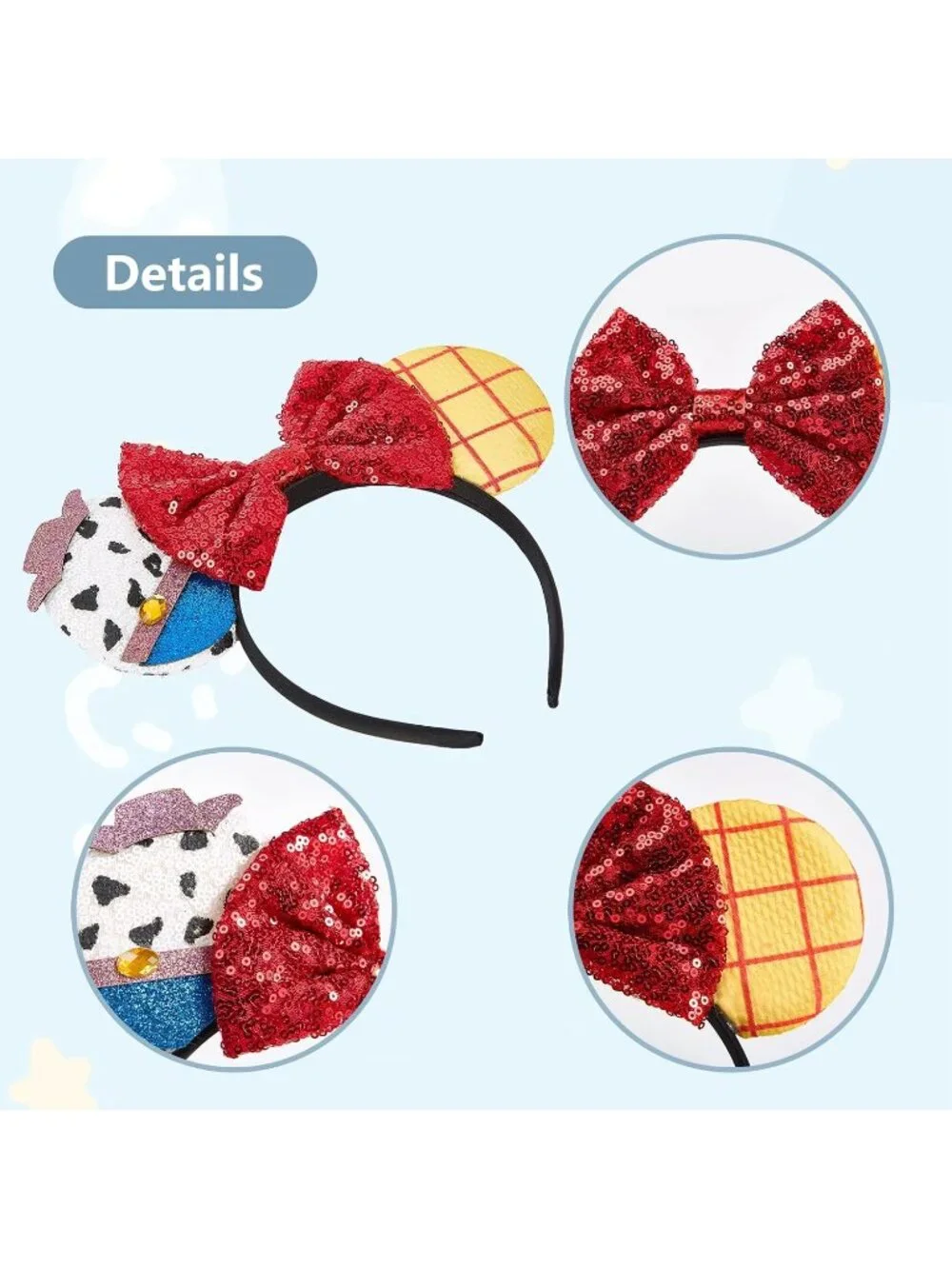 Women Toy Story Sequin Halloween Mickey Mouse Headband for Cosplay